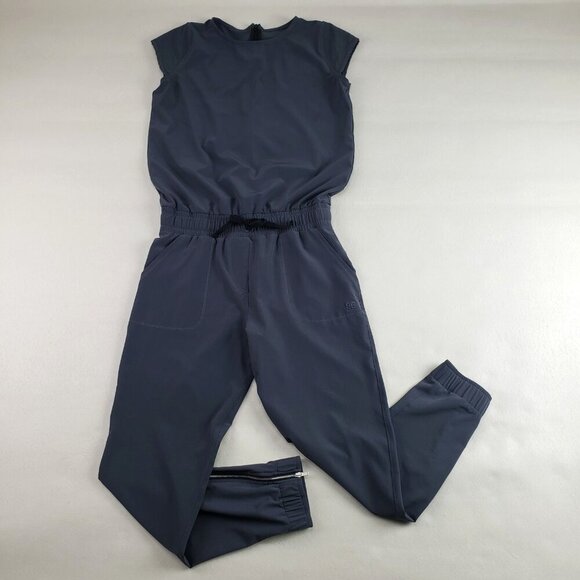 Albion Jetsetter Cap Sleeve Jumpsuit Womens XXS Gray Cinch Waist Ankle Zipper - Picture 1 of 14